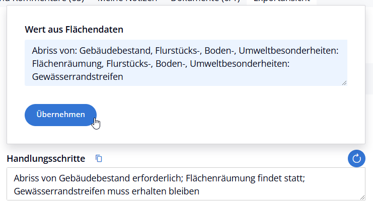 Mit Klick auf den Pfeil sehen Sie den eigentlichen Datenfeldwert und können Ihn bei Bedarf wiederherstellen.