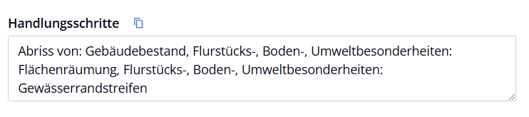 In der Exportansicht werden die Inhalte in ein Feld überführt.