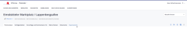 Die Exportansicht können Sie auf der Flächendetailseite aufrufen.